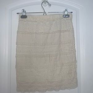 White/Cream Lace Pencil Mini Skirt